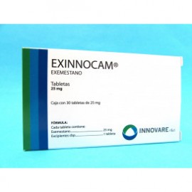Exinnocam (Exemestano), caja con 30 tabletas de 25mg